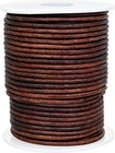 Genique Real genuine Round Leather Cord For 2mm  Antique Brown Distressed 