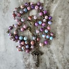 Handmade Purple Imperial Jasper Rosary Bronze Mary jesus Center Catholic Gift
