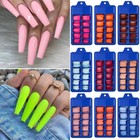 240 100pcs Full Cover Long Coffin Fake Nails Art Manicure False Nail Tips Matte