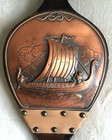 18 5  Long  Faux  Brown Leather viking Longboat-themed Working Fireplace Bellows