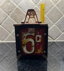 Vintage 5 Cent Shoe Shine Wood   Metal Box Carnival Style Foot Rest Shoe Valet