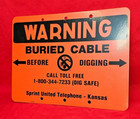 Vintage Nos Warning Buried Cable Enameled Metal Sign 9  X 12   Perfect  Bin