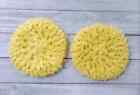 Crochet Handmade Kitchen Scrubbies Reusable Dish Sponge 4 Inch Yellow 2pc