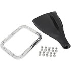 Rectangle Shifter Boot With Polished Billet Aluminum Ring  Universal Black Vinyl