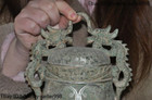 10   Chinese Ancient Bronze Silver Dragon Beast Statue Bell Chung Chimes Clock