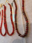 4 Strands  Vintage  Red  Orange   Glass Trade Beads
