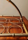 Bamboo Mcm Metal Rocks Glass Caddy Goldtone Vtg 60 s Barware Bar Tray 14x9x7