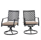 2 Pieces Patio Chair Outdoor Swivel Dining Chairs With Brown Cushion Us Stock