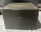 Vintage Large Card File Holder Metal Box 8 5    X 8 5    X 6    Gray Patina  Finish