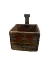 Antique Primitive Wooden Hand Painted Folk Art Square Caddy Dovetail