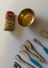 Dollhouse Miniature Set Of Kitchen Pasta Utensils Brass Bowl 1 12 Scale Artist