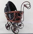 Gothic Vintage Antique Victorian Doll Stroller Buggy Carriage Wood Wicker 11 