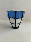 Vtg Blue White Stained Glass Tiffany Style Lamp Shade 5  T Scalloped Bottom Mint