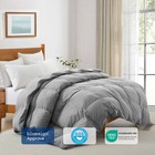 Peace Nest Down Feather Fiber Comforter All Season Super Soft Shell Dark Grey