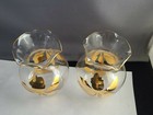 Pair Of 4 25 Inch Floral Gold Painted Vases Vintage