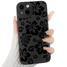 Compatible For Iphone 13 Case Cute Cool Flower Floral Leaf With Black Hibiscus