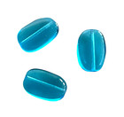 25 Preciosa Czech Boho Glass Aqua Blue 14x8mm Wavy Flat Oval Craft Beads