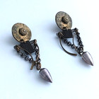Vintage Mixed Metal Artisan Earrings Ethnic Tribal Boho Handmade 2 5 8   