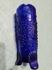 Vintage Cobalt Blue Antique Vintage Glass Grape   Cable Hatpin Hat Pin Holder 7   