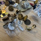 Vintage Military Junk Drawer Lot - Pins  Patches  Challenge Coin Semper Fi More