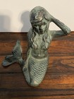 Mermaid Figurine Statue Rustic Sea Green Cast Iron Nautical Beach Home Decor