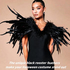 Black Rooster Tail Feathers - 60pcs 12-14inch Natural Long Rooster Tail Feathers