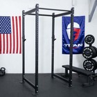 Titan Fitness T-3 Series Black Tall Power Rack  24in Depth  Weight Plate Holders