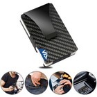 Men Rfid Blocking Money Clip Slim Carbon Fiber Credit Card Holder Metal Wallet
