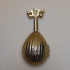 Vintage Avon Gold Tone Mandolin Shaped Solid Perfume Compact