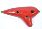 Antique H  Fiehn Red C6 Ocarina Painted Clay Flute  zelda  Made In Austria