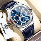 Poedagar Sports Waterproof Luminous Date Leather Casual Men Quartz Watch