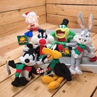 Vintage Looney Tunes Plush Beanie 6 Toys Lot 1998 Warner Brothers Holidays