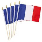 25 Pack France French Flag Small Mini Flag Wood Hand Held Stick Flag suitable 
