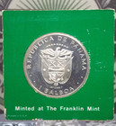 1977 Panama Proof  925 Silver One  balboa  Coin Franklin Mint Carded  ec2 Ecc c