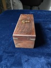 Vtg Hand Carved Wooden Jewelry Box 6 75 x2 75 x2 75  W  Brass  Nautical Anchor