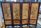 Rare Chinese Tabletop 4 Panels Wooden Folding Screen 19 X 24