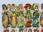 C 1890 Victorian Flower Girls Die Cut Scrap Sheet 1906 Ephemera