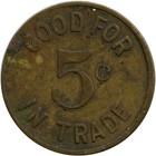 Cusick  Washington Wa J  W  Cusick Saloon Maverick Good For 5   Trade Token