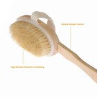 2pcs 15   inch Detachable Body Bath Brush Natural Wood Back Scrubber With Bristles