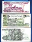 Cambodia P-15 P-16 P-17  100 500 1000 Riels Uncirculated Banknotes Set   5