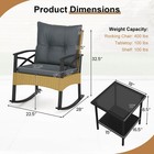 3-piece Rattan Rocking Bistro Set W tempered Glass Tabletop   Cushions For Porch