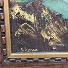 Lacquered Wood-framed Oil Painting Rocky Ocean Scene Signed C  Franz    71 Vintage