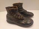 Antique Victorian Black Leather Baby Child Kid Toddler Shoes Button Up High Top