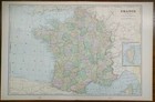 Vintage 1901 France Map 22 x14    Old Antique Original Paris Toulouse Versailles