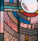 Moon Rise Frank Lloyd Wright Insprd Tiffany Style Stained Glass Window  21x12 In