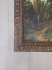 Large Antique Style Landscape Oil Painting Heavy Gilded Ornate Wood Frame Decor