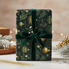 Luxury Green   Gold Ornament Wrapping Paper     Elegant Christmas Gift Wrap