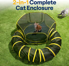 Outdoor Cat Enclosures 2-in-1  Portable Catio W cat Tent  Circle Playpen Tunnel