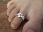 Hawaiian Jewelry Sterling Silver 925k Plumeria Flower Purple Cz Toe Ring Tr1174