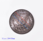 10pc 1-1 2   Antique Silver Morgan Head Eagle Dollar Screwback Replica Concho